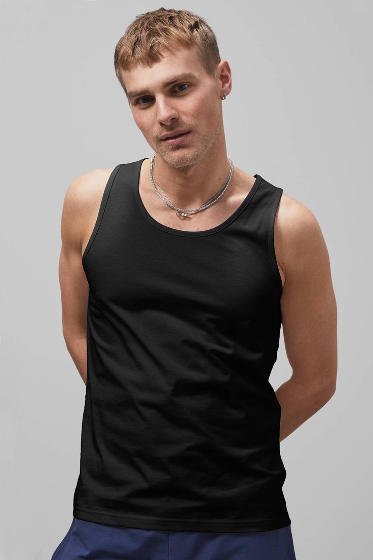 Man Vest Black Pack of 4
