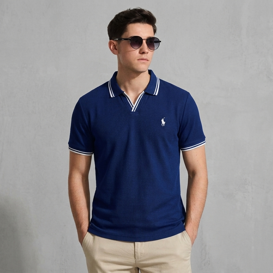 Polo - Men's Polo T-Shirt Blue Old Money