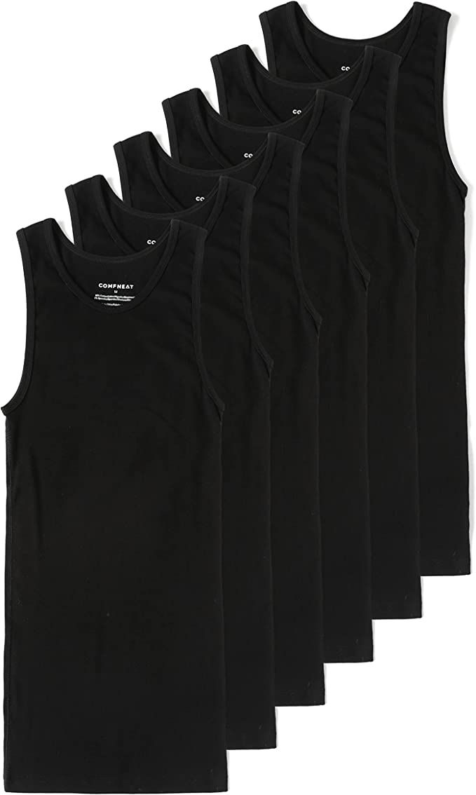 Man Vest Black Pack of 6