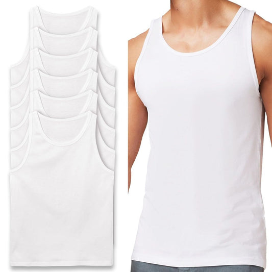 Men’s Sleeveless Summer White Vest Pack of 6