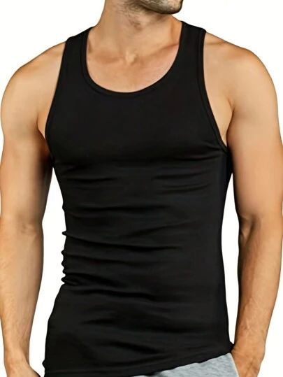 Man Vest Black Pack of 4