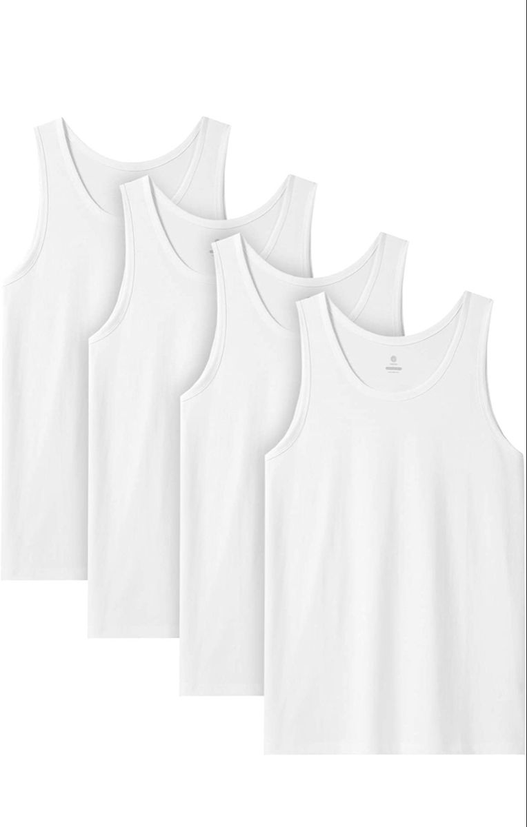 Men’s Sleeveless Summer White Vest Pack of 4