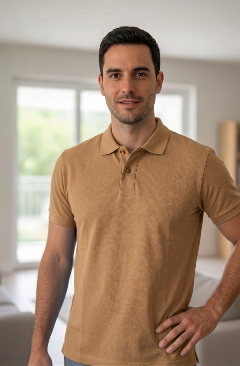Men Polo T Shirt Light Brown