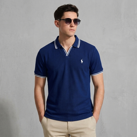 Polo - Men's Polo T-Shirt Blue Old Money