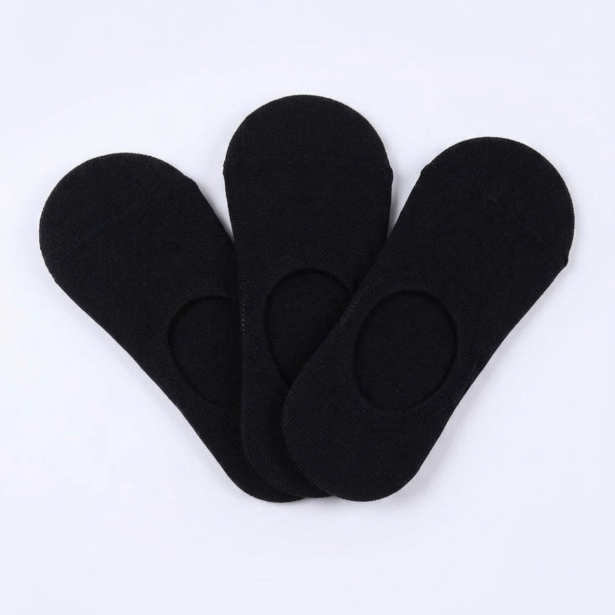 Man Cotton Lightweight No Show Socks Black (pack of 3)