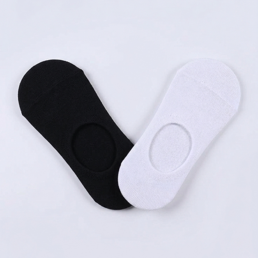 Man Cotton Lightweight No Show Socks Black & White (pack of 2)