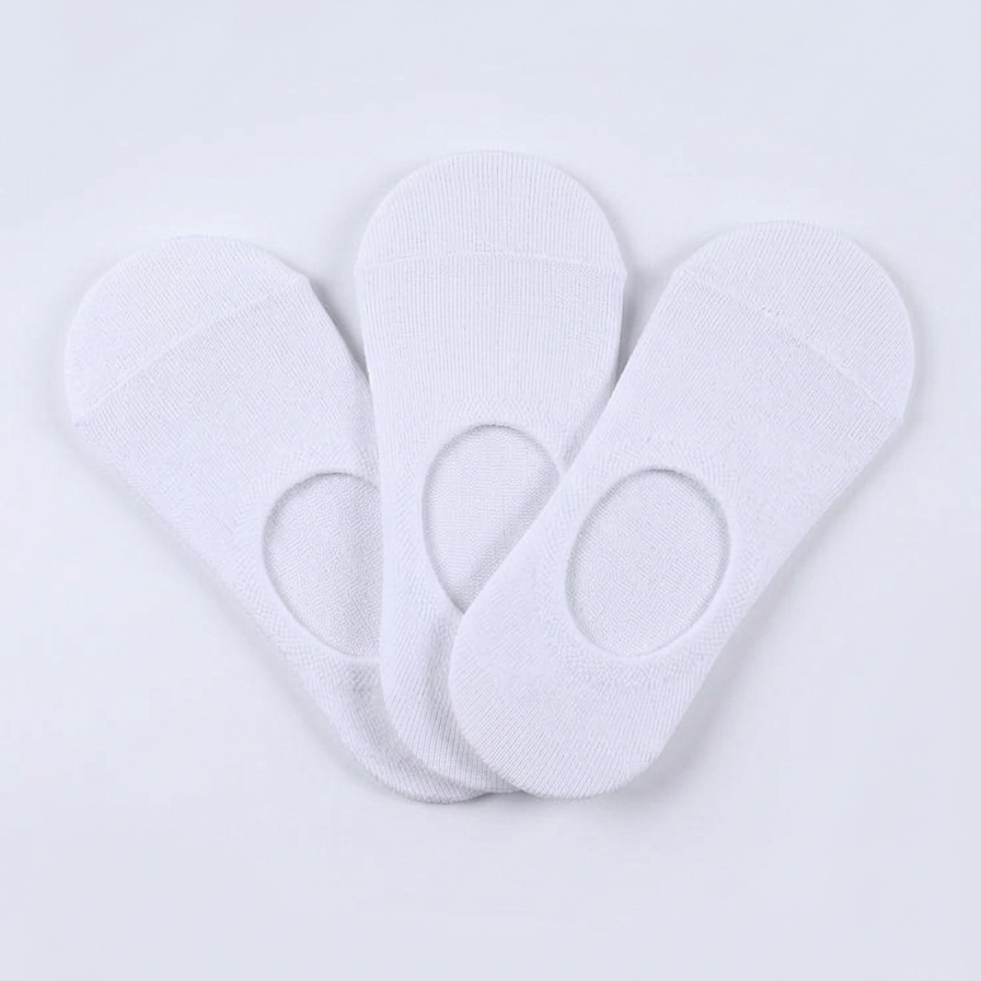 Man Cotton Lightweight No Show Socks White (pack of 3)