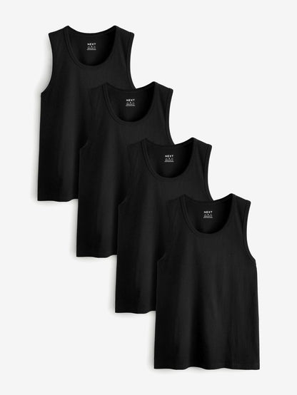 Man Vest Black Pack of 4