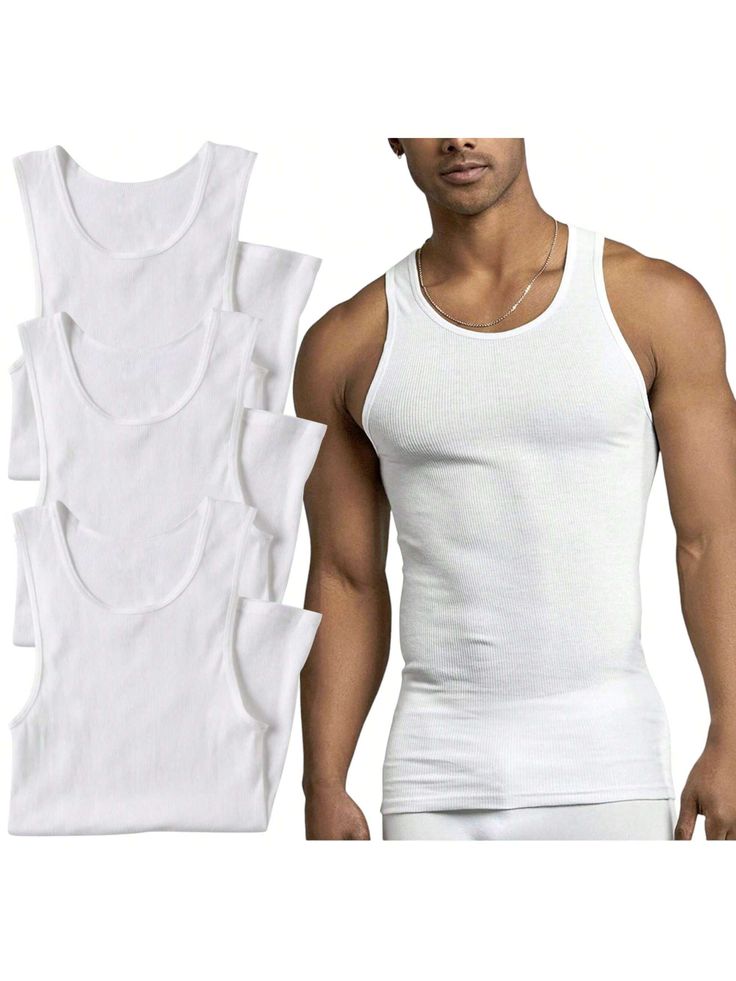 Men’s Sleeveless Summer White Vest Pack of 3