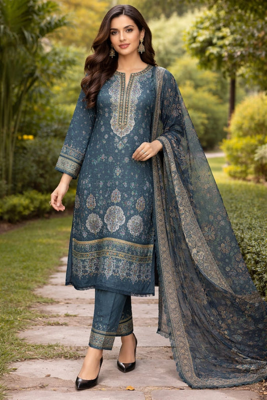 Printed 3 Pcs Stitch Suit