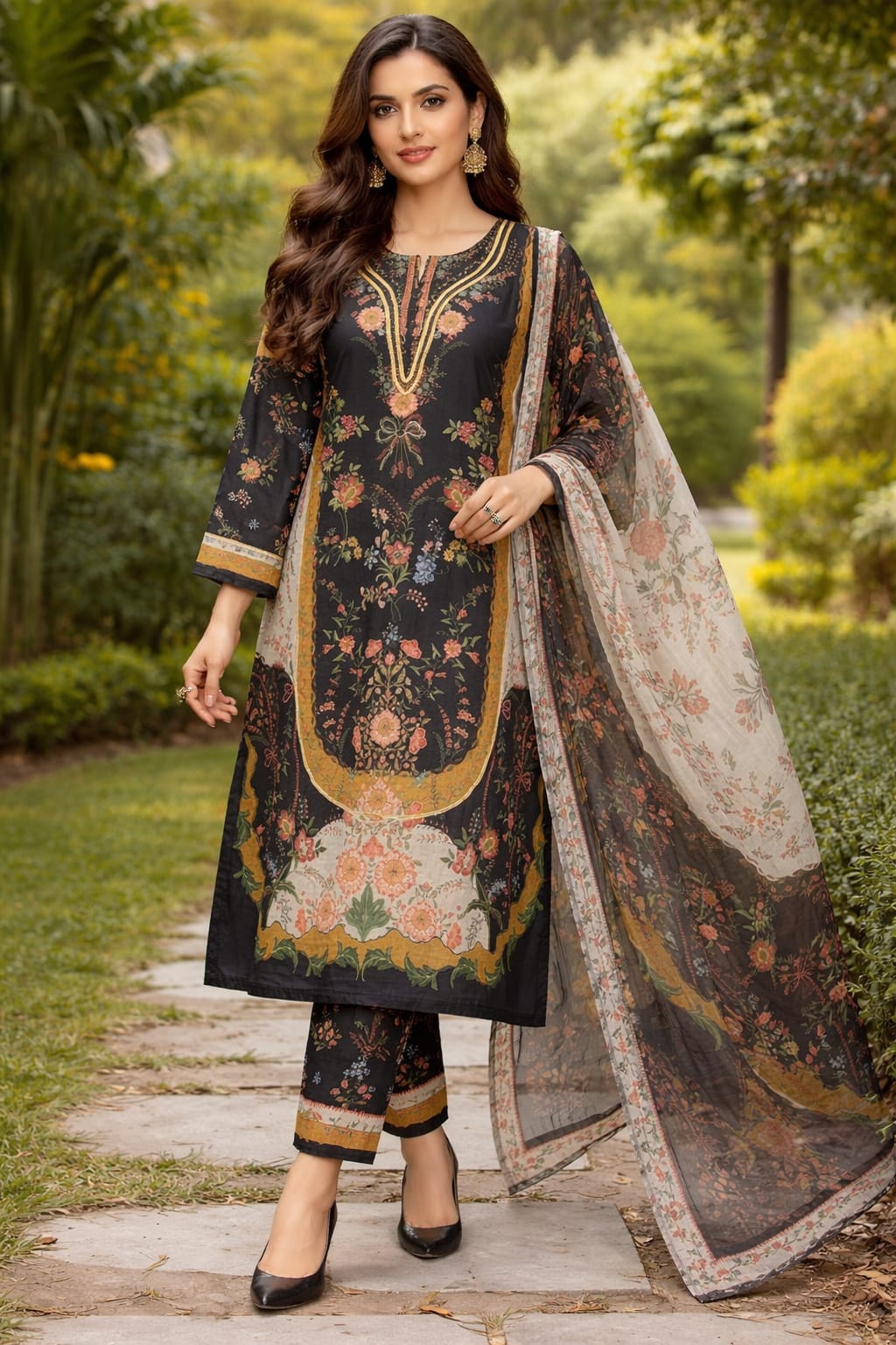 Printed 3 Pcs Stitch Suit