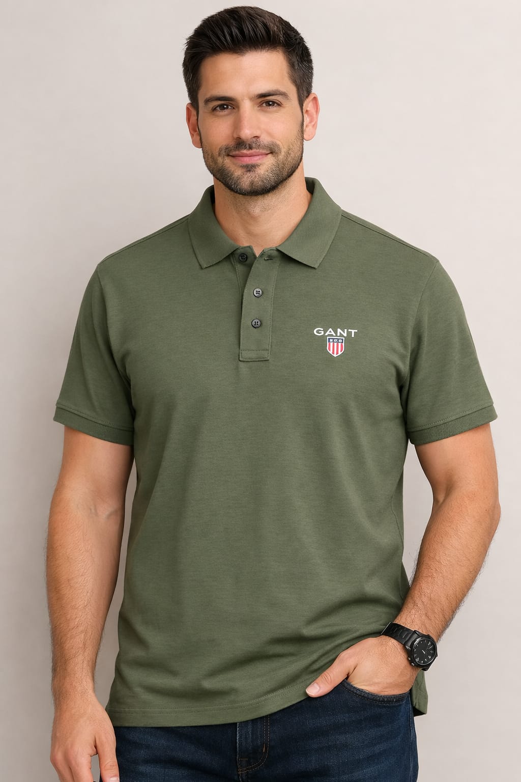 Man Polo T shirt Olive green
