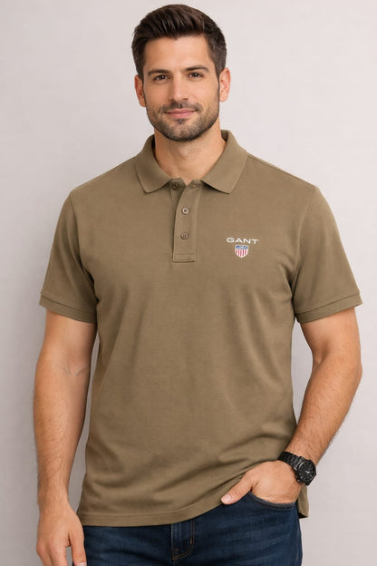 Men Polo T Shirt Light Brown